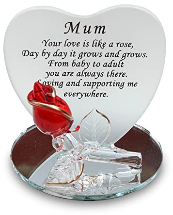 Thorness Mum Vers Tribut Gedicht Rose Glas Herz Plaque Spiegel Basis