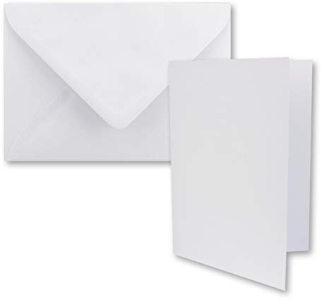 50x DIN B6 Faltkarten Set mit Umschlägen in Hochweiß - 120 x 170 mm - ideal für Einladungskarten, Hochzeit, Taufe, Kommunion, Konfirmation - Marke: FarbenFroh