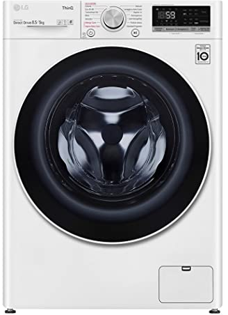 LG F2DV5S8H0E Lavasciuga Slim a Carica Frontale 8.5 / 5 Kg, 1200 Giri/min, Lavatrice e Asciugatrice con Wi-Fi, Intelligenza Artificiale AI DD, Turbo Wash, Vapore Igienizzante, 60 x 47 x 85 cm - Bianco