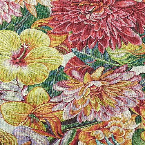 Kt KILOtela - Polsterstoff, Möbelstoff, Jacquard Gobelin, Dekostoff, Modische Accessoires, Tischdecke, Vorhang, oder Dekoartikel, 100 cm Länge x 280 cm Breite, Tropisch, Mehrfarbig, 1 Meter
