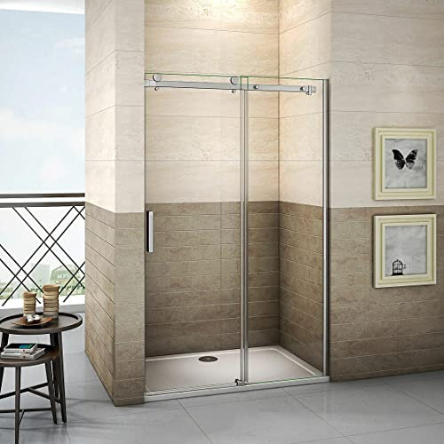 Acezanble Duschtür 125cm Nischentür Schiebetür Duschabtrennung Duschwand Dusche 8mm NANO Glas H195cm