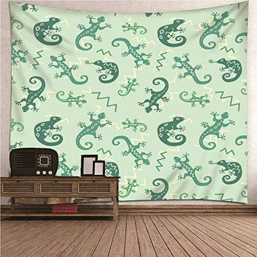 Aotiwe Psychedelische Wandteppich, Wanddekoration Gecko aus Polyester Grün 300X260Cm für Wohnung Geschenke