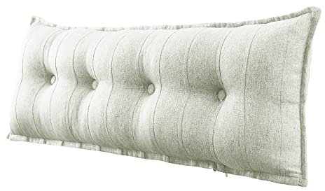 VERCART Couchkissen Groß Dekokissen Kopfteil Gepolstert Kissen Rückenlehnen Sofakissen Lesekissen Perfekt als Unterstützend Rückenkissen Bett Lendenkissen Wandkissen Abnehmbarem Leinen Weiß 140cm