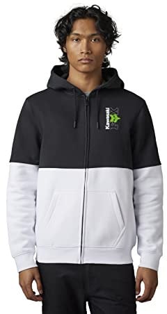 Fox Racing Herren Kawi Zip Fox X Kawasaki Fleece-Hoodie mit Reißverschluss, Schwarz/Weiß, Medium