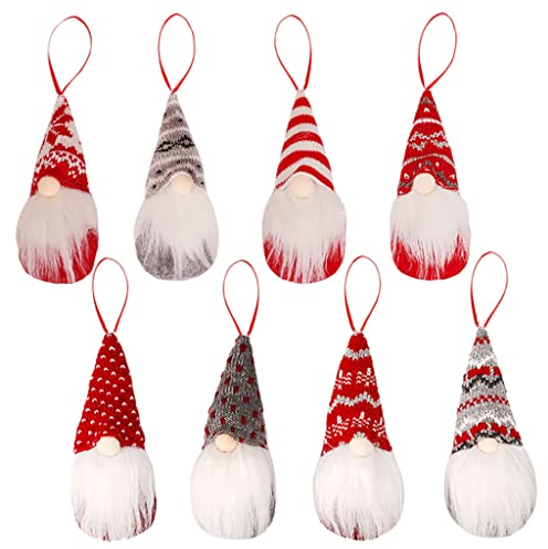 Qinglee 8 Stücke Weihnachts Wichtel, Weihnachtsdeko Wichtel, Kleine Wichtel Figuren zum Aufhängen, Skandinavische Zwerg Handgemachte mit Zipfelmütze, für Weihnachten Deko