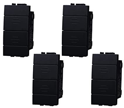 Pulsante Interbloccato Doppio Saliscendi 1P+1P 10A, Compatibile Con Bticino Living Light (4 Pezzi, Nero)