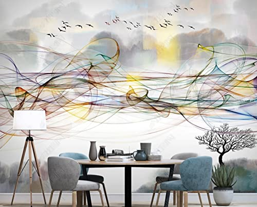 Fototapete 3D Effekt Chinesische Tuschelandschaft Rauch Vliestapete 3D-Tapete Wohnzimmer Schlafzimmer Mauer Tapisserie Schmücken 150Cm(W)*105Cm(H)