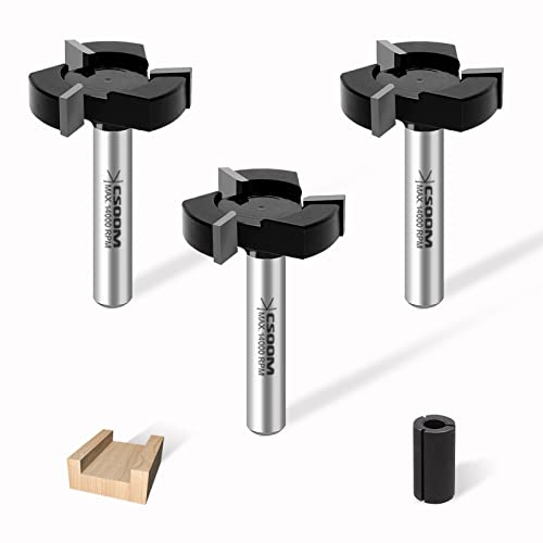 CSOOM CNC-Spoilboard-Fräser-Bit, 1,27 cm Schaft, 1,27 cm Schnittlänge, 5,1 cm Schnittdurchmesser, 3 Flügel, Plattenfräser, Hobelfräse, professionelle Holzbearbeitungswerkzeuge