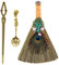 Soulnioi Mini scopa da strega con piuma e cristallo, scopa da altare wiccan, spazzola di cristallo, decorazione magica per cerimonie, ornamento per cerimonia magica, quarzo rosa, cucchiaino da caffè