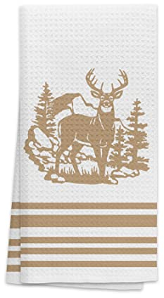 OHSUL Vintage-Hirsch-Elch im Wald, sehr saugfähige Küchentücher, Geschirrtücher, Geschirrtuch, wilde Tiere, Hirsch-Silhouette, Handtücher, Geschirrtuch für Badezimmer, Küche, Camper, Geschenke