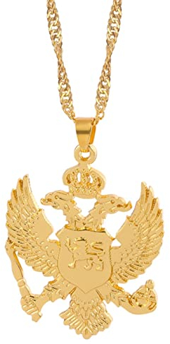 YAHOYA Albanien Flagge Adler Anhänger Russisches Emblem Halskette Wappen Doppelkopf Adler Anhänger Kette
