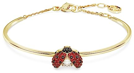 Swarovski Idyllia Armreif, Vergoldetes Damenarmband mit Marienkäfer und Strahlenden Swarovski Kristallen