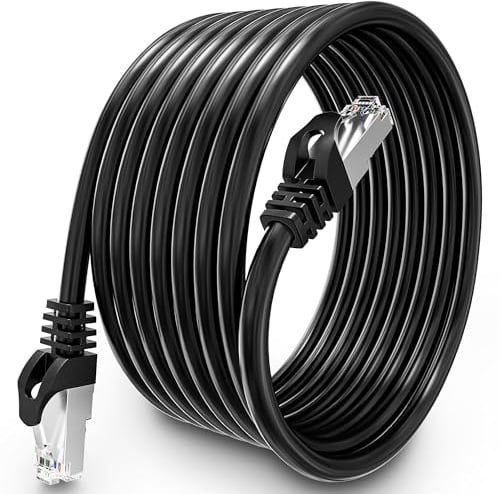 Cable Ethernet 10 Metros, Cat 6 Cable de Red Exterior FTP Blindado Cable a Granel Rj45 Network Cable Negro Cable Internet Alta Velocidad Cable Lan 250MHz Cabo de Rede para Enrutador Módem