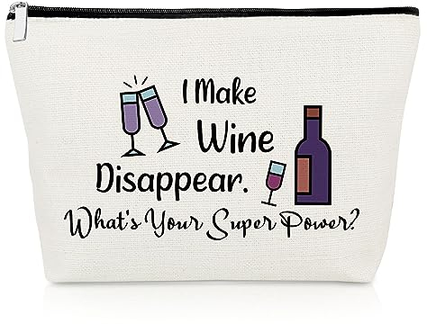 Wine Lovers Gifts Wine Drinker Gifts Makeup Bag Drinking Lover Gift for Women Bartender Mom Wife Sister Best Friends Appreciation Gift Trip Bachelorette Party Christmas Birthday Cosmetic Pouch
