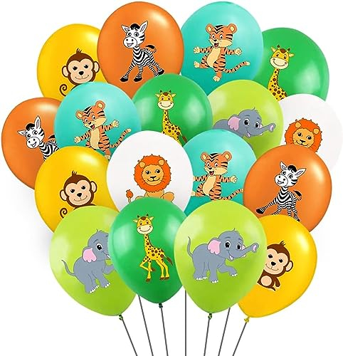 10 Luftballons * ZOO & ZOOTIERE * als Deko für Kindergeburtstag und Bauernhof Mottoparty | Ø 30cm | Löwe Affe Giraffe Tiger Panda Zebra Party Ballon Ballondeko