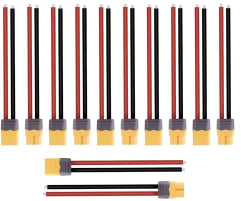 HUAZIZ 6 Pairs XT-60 XT60H Männlich und Buchse Stecker Verbinder Adapter Kabel mit 10CM 14AWG Kabel für RC Lipo Batterie FPV Racing Drohne