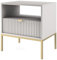 Selsey Vellore - Nachttisch, grau mit geriffelter Front und goldenem Rahmen, 54 cm