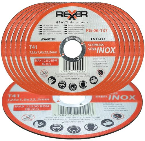 REXXER INOX Trennscheiben 125 Metall 1mm – 25er Set - Trennscheiben für Metall, PVC & Kunststoff - verstärkte Flexscheiben - präzise & langlebig