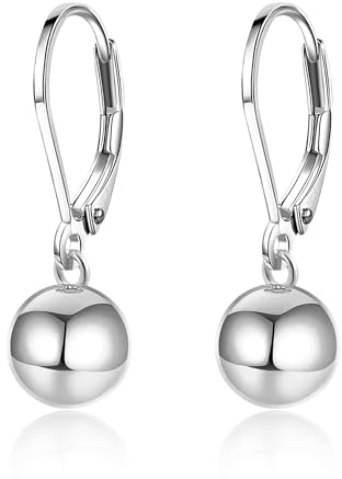 ASH'S CHOICE Silber 925 Ohrringe Hängende Wassertropfen Damen, Französischer Ohrhaken Mit Anhänge, Leicht Creolen Mit Tropfen Kugel Dick
