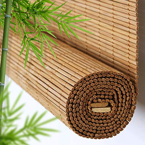 X1NGFU Tenda A Rullo in bambù Naturale,Tende Avvolgibili Traspiranti,Tende da Finestra per Esterni,Veneziane per Finestre,Colore Carbonizzato,per Giardino/Veranda,Personalizzate (90x200cm(36Xx79in))