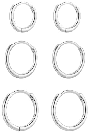 3 Paar Creolen Ohrringe Silber 925 für Damen Klein Creolen 3er Ohrringe Set für Mehrere Ohrlöcher Silber
