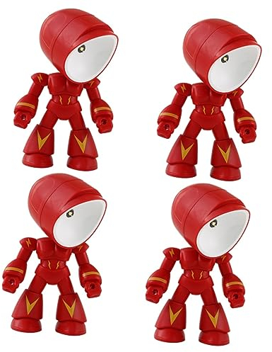 Garneck 4 Stück Roboter-Tischlampe Kinderzimmerdekoration Desktop-Dekor LED-Dekor Batterie Nachtlampe Roboterlampe Schreibtisch kleine Tischlampe Nachttischlampe Nachtlicht Student PVC