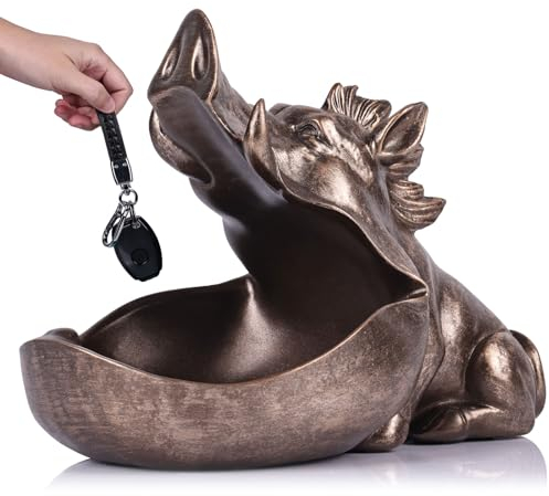 Kunstharz-Wildschwein-Dekoration, Süßigkeitenschale, Keksdose, Schlüsselschale, Geschenk, kupferfarbene Figur, Statue für moderne Heim- und Bürotisch