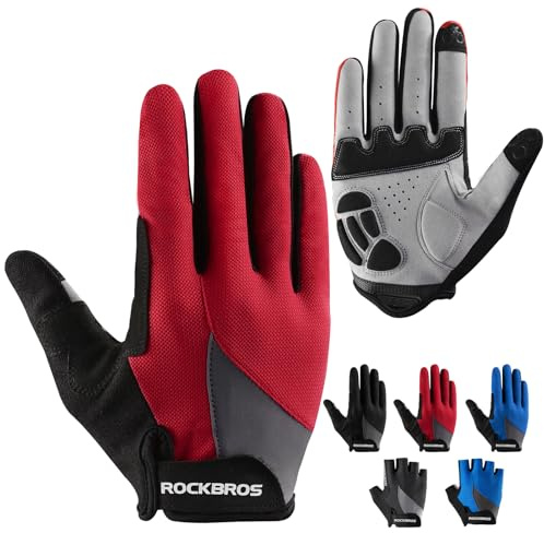 ROCKBROS Cycling Gloves for Men Women Breathable Gel Pad Full Finger
