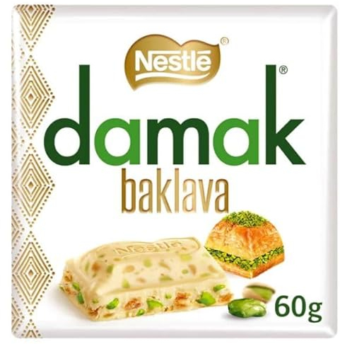 NESTLE DAMAK BAKLAVA WHITE CHOCOLATE - 1x60G mit leckerem Pistazien Geschmack