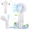 JIZZU Portable Handheld Fan with Water Mist Spray - 4000mAh Rechargeable Mini Hand Held Fan, 4 Speed Personal USB Water Fans, Battery Powered Cooling Mist Fans for Office Travel Camping (White)
