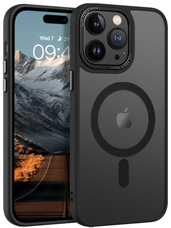 BENTOBEN Funda Magnética para iPhone 14 Pro 6,1 Pulgadas [Compatible con Magsafe]Carga Inalámbrica Carcasa iPhone 14 Pro Funda Translúcido Mate Protección Militar Anti-Arañazos Anti-Golpes -Negro