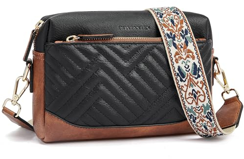BOSTANTEN Handtasche damen mittelgroß,umhängetasche damen, Schultertasche aus Veganes Leder, Crossbody bag mit breitem Schultergurt