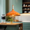 luzarana Ufo Hängelampe Esstisch Skandinavisch aus Holz und Metall 35 cm, Pendelleuchte Esstisch, Hängelampe Wohnzimmer, Küchenlampe Hängend E27, Pendelleuchte Schlafzimmer, Wohnzimmer (Orange)