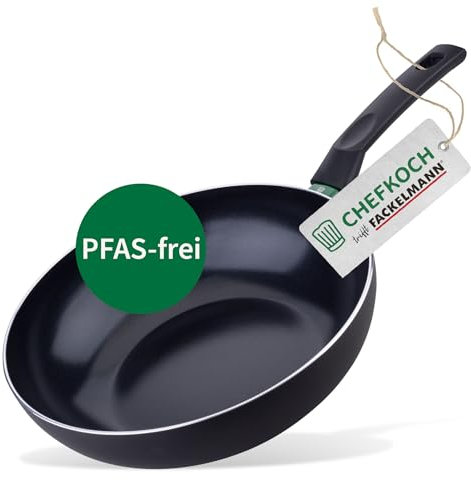 FACKELMANN Chefkoch Aluminium-Wokpfanne Ø28 cm Bielefeld mit Keramik-Antihaft-Beschichtung – Bratpfanne aus Aluminium: Extra leicht – Für alle Herdarten geeignet (auch Induktion)