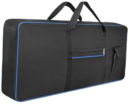 Generic Étui pour Piano électrique 61 Touches, Housse de Transport épaisse avec Poche, étui de Transport Portable, Sac à Main pour Spectacle, Concert, BLEU