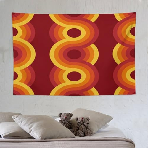 Wandteppich im Retro-Stil der 60er Jahre, Vintage, 70er Jahre, abstrakte Kunst, geometrisches Muster, Wandteppiche, Heimdekoration für Wohnzimmer, Schlafzimmer, Wohnung, Bauernhaus, Wohnheim, 152,4 x