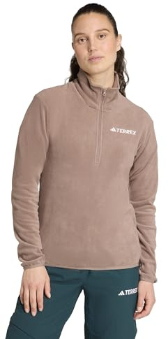 adidas Damen Terrex Multi Essentials Half Zip Fleece Jacket, Trace Brown, L