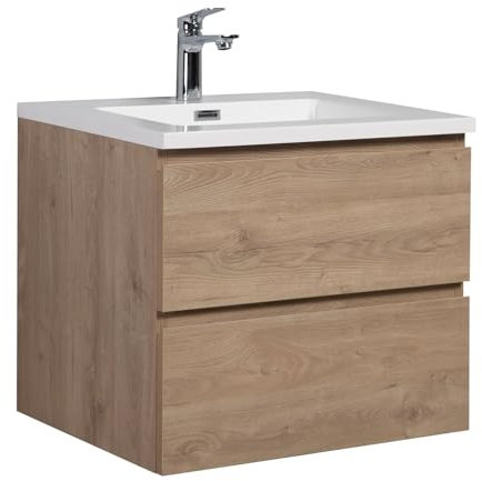 Badezimmer Badmöbel-Set Angela 60cm - Kastanien Eiche - Unterschrank Schrank Waschbecken Waschtisch