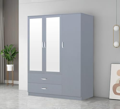 High Gloss 3 Door Wardrobe (Grey)