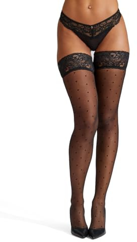 Ann Summers Lace Top Spot Hold Ups Black