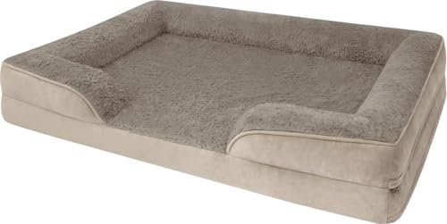 Ergonomisches Hundebett für große, mittlere und kleine Hunde - Ortopädisches Hundekissen - Hundecouch mit hohem Rand Farbe Beige Größe 60 cm x 80 cm x 16 cm