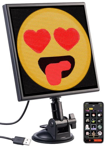 Luminea Bilderrahmen: Programmierbares LED-Display mit 64 x 64 LEDs, App, USB-Betrieb (Digitaler Bilderrahmen, Anzeigetafel, Leinwand)