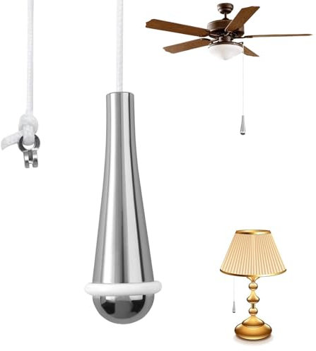 dinghaole Bathroom Light Pull Cord, Bathroom Pull Cord, Pendant Weight Connector, Teardrop Pendant Light Pull Handle, with 150cm White String Extension, for Light Shower Bathroom Toilet Fan Switch