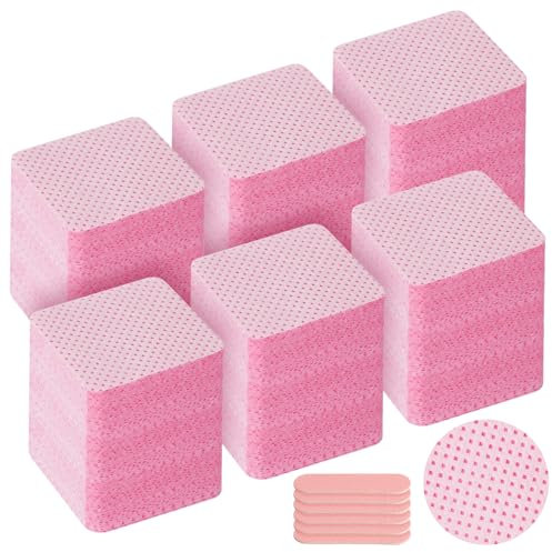 LOPHE Lint-Free Nail Wipes, 720 Pcs, Pink, Unscented, Nail Polish Remover Pads, Soft Pads with Nail Files