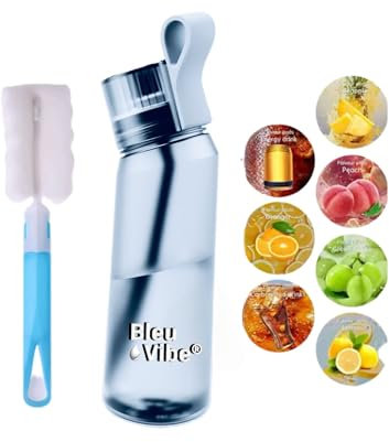 Générique Aromatisierter Getränkegeschmack mit 7 aromatisierten Kapseln + Desstinierter Schwammbürste, Desgan Elegan, Tritan-Wasserflasche, 0 Zucker BPA-frei (Silberweiß)