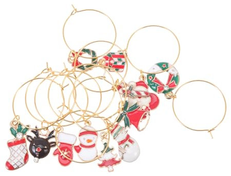 Cabilock 12piezas Etiquetas Decorativas Para Copas De Vino Marcadores Diseño Navideño Multifuncionales Regalos