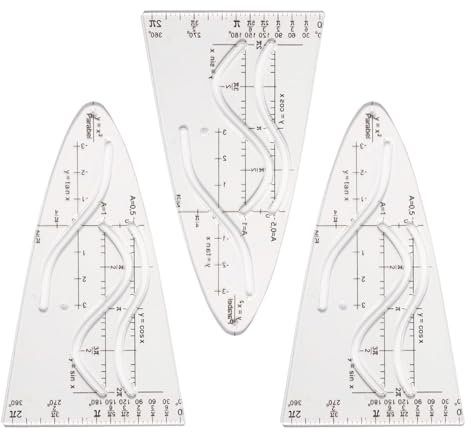 3 Stück Parabelschablone Mathe, Kurvenschablone, Glasklar Parabel Lineal, Normalparabel Schablone, Parabel Zeichenschablone, für Studenten, Büros und Designer Größenbestätigung