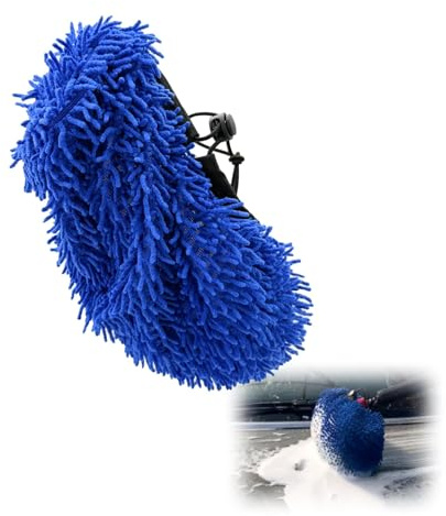 Auto-Reinigungsset mit verstellbarer Waschbürste aus Mikrofaser, Chenille, für Autos, LKWs, Wohnwagen, ohne Kratzer, hohe Absorption, blau – Autozubehör