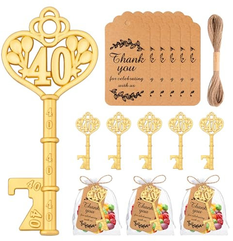 VZCBZC 50Pcs 40th Key Bottle Opener for 50th Birthday Party Favors 40th Wedding Anniversary Souvenirs Gifts for Guests,Party Decorations (40)