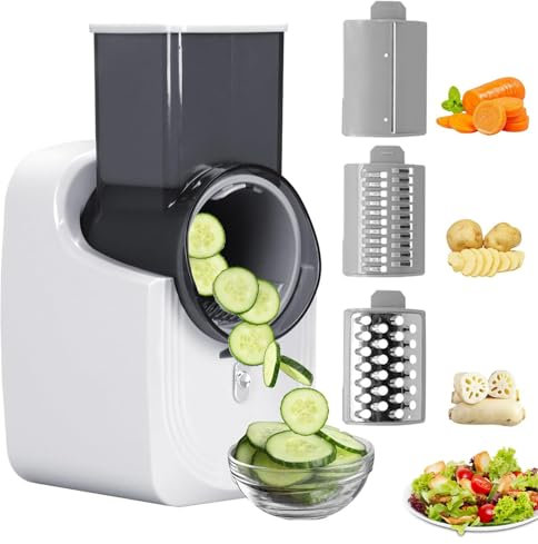 Electric Cheese Grater, Automatic Multi Grater, Electric Grater for Kitchen with Large Chute, Professional Chopper Slicer with 3 Types Slice, Detachable Fruit Cutter, for Cheese Vegetables Fruits
